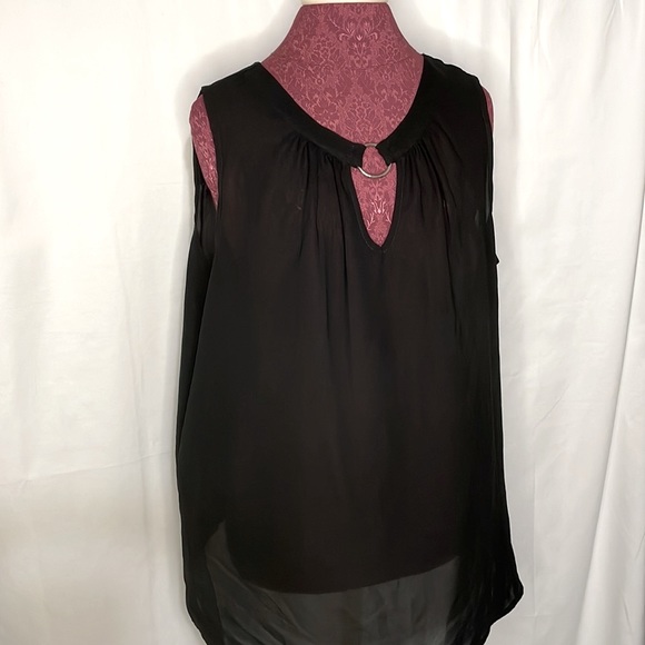 M P H Collection| Black sleeveless shear Blouse - Picture 1 of 9